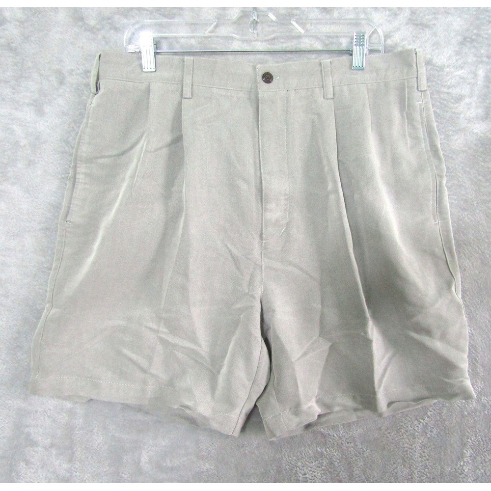 Natural Issue Mens Flat Front Pleated Casual Shorts Tan Size 36